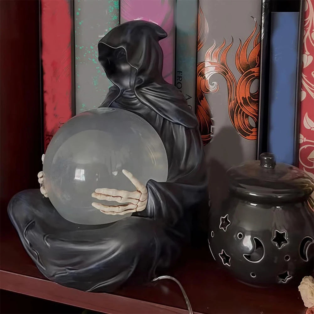 Grim Reaper Figurine Light Up Ball Crystals Glowing Balls Floating