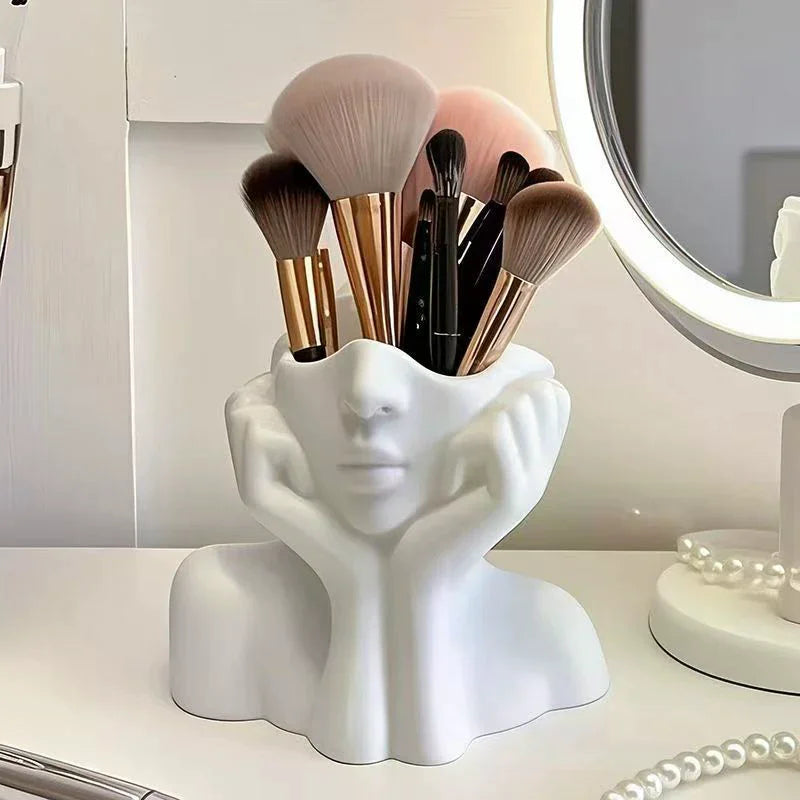 Creative Human Body Art Vase Makeup Brush And Pen Holder Multi-Functional Desk Organizer Statue Ornament Home Office Decor Zpaxo
