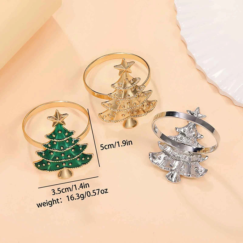 Christmas Napkin Rings Xmas Tree Ornaments Kitchen Dinner Table Zpaxo