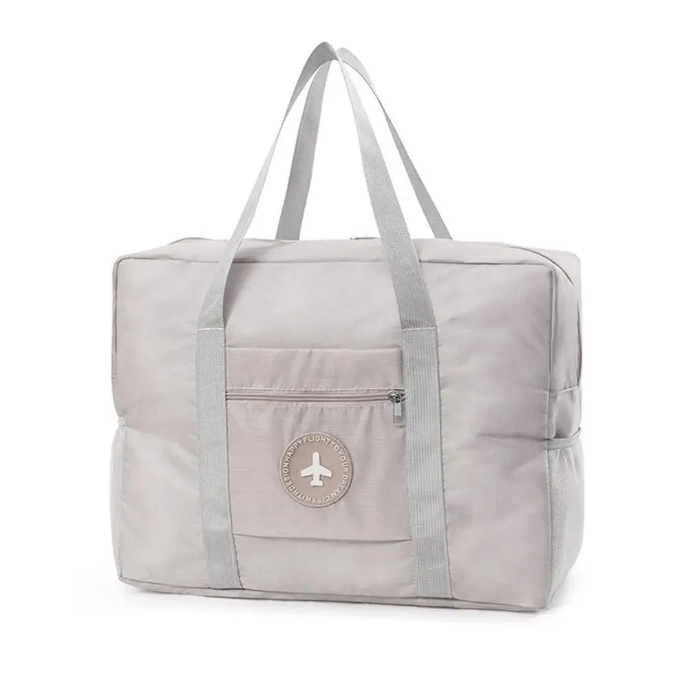 1pc Oxford Foldable Luggage Bag round Label Travel Bag Carry-On Suitcase Moving Packing Bag Storage Bag for Airplane Trips Zpaxo Beige