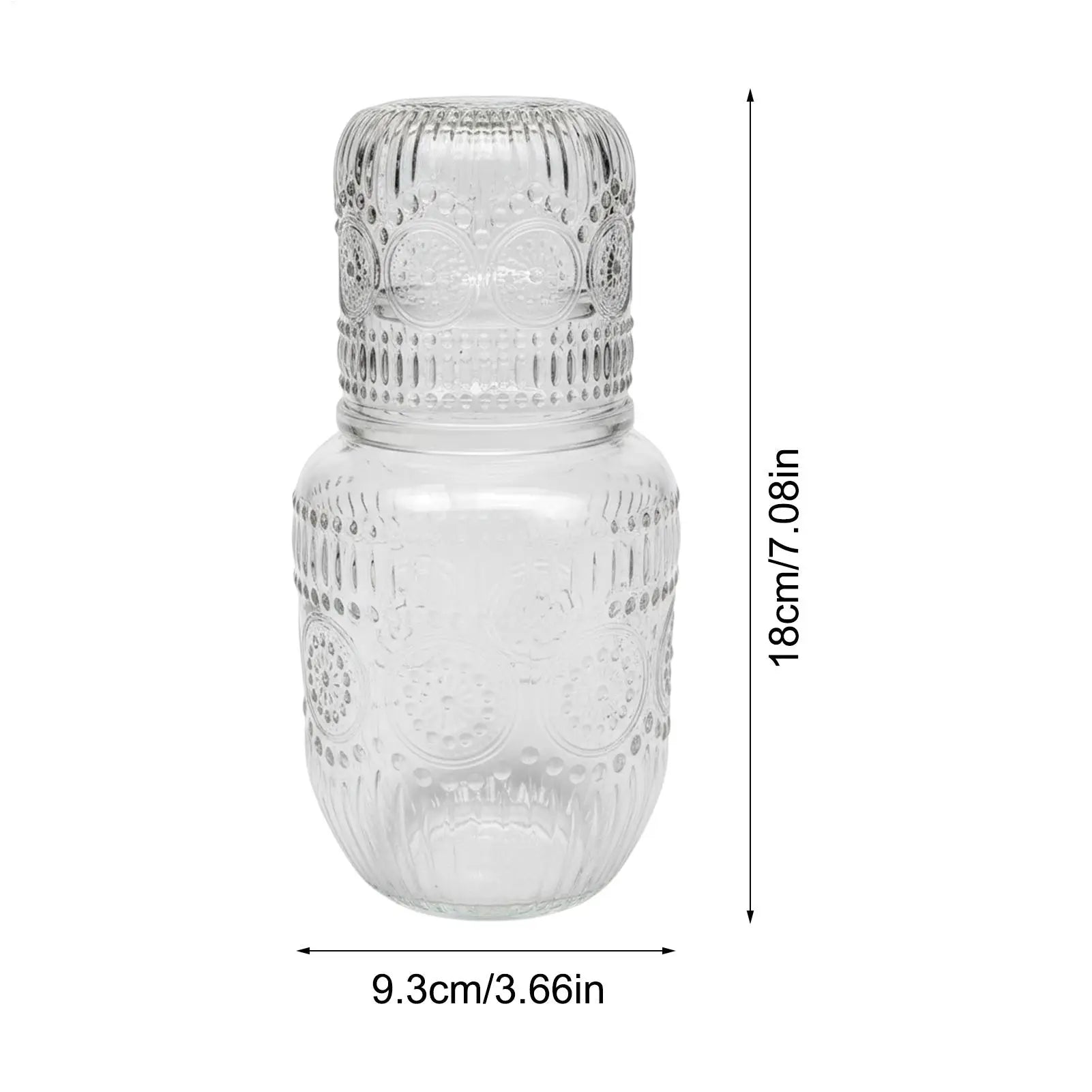 Bedside Carafe Glass Snowflake Design Water Pitcher Cup Tea Coffee
