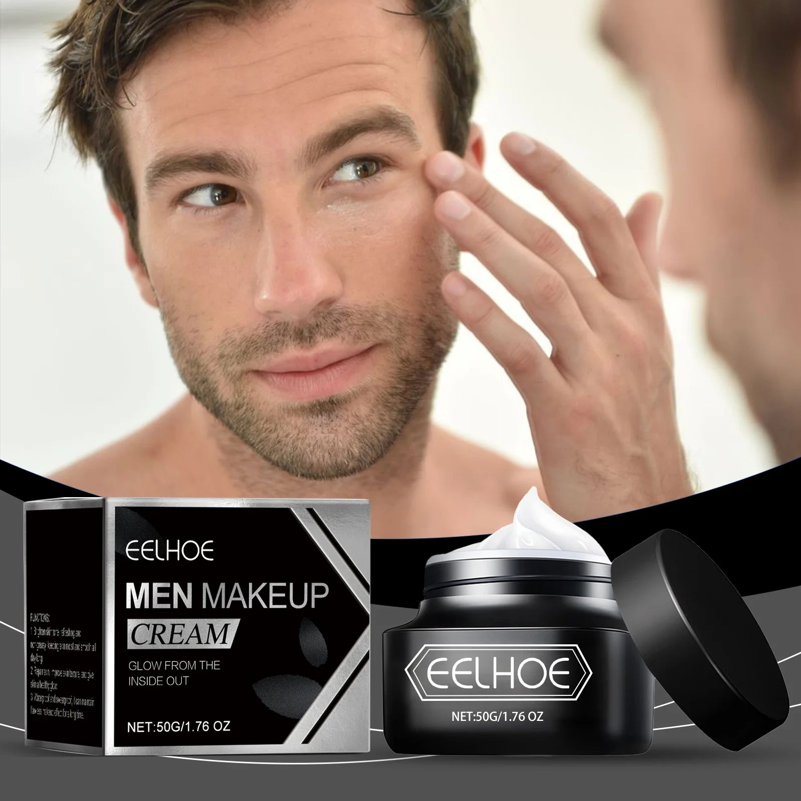 BB Cream Men Face Concealer Oil Control Waterproof Long Lasting Cover Flaws Makeup Nourishing Brightening Facial Makeup Cream Zpaxo 50g