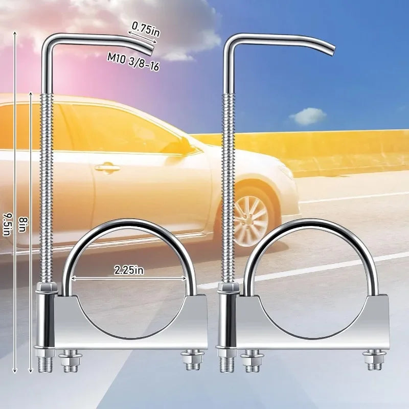 2.5" Exhaust Clamp with Hanger – Galvanized Muffler Clamp 2-Pack