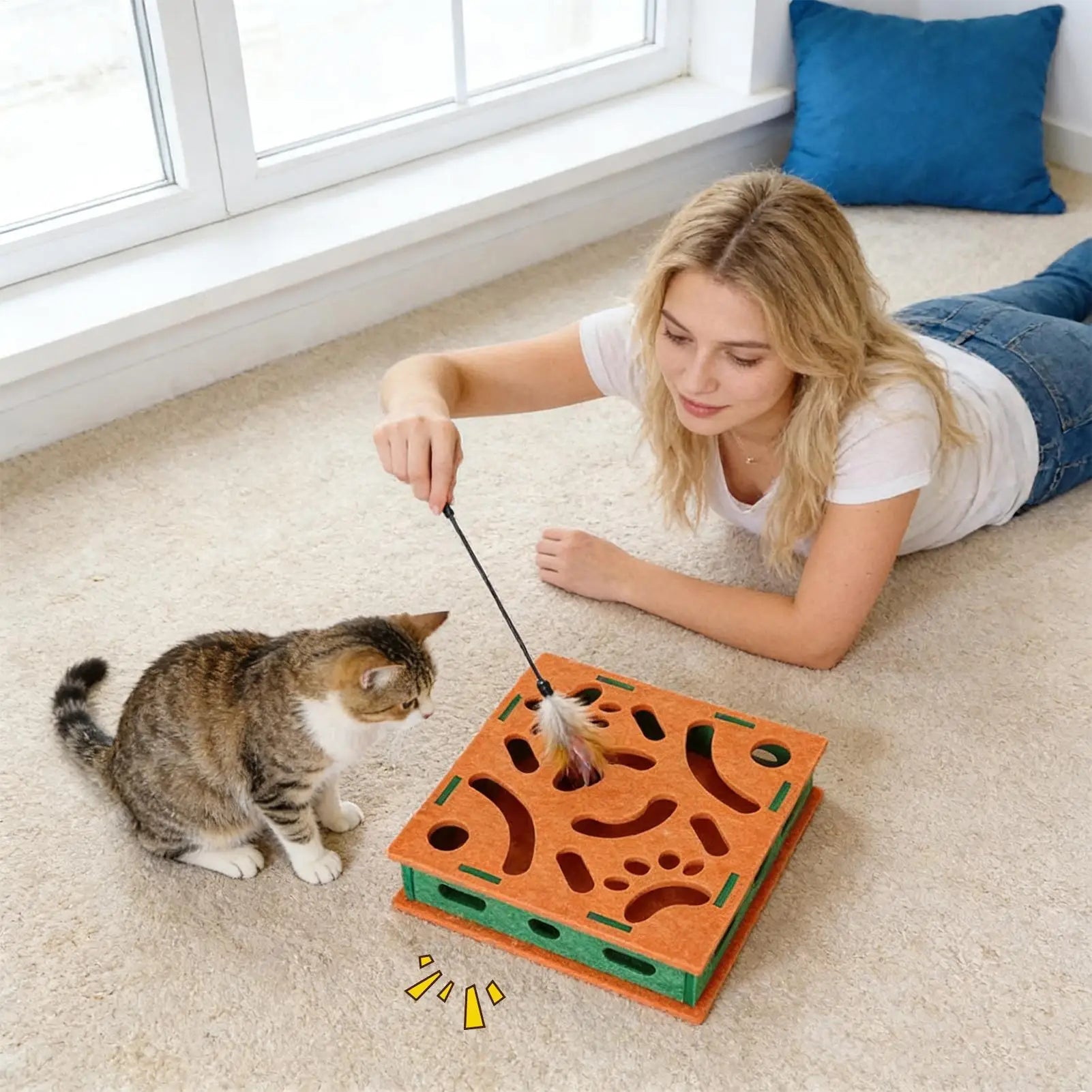 Cat Nail File Board Interactive Scratch Toy Bell Ball Felt Kitten