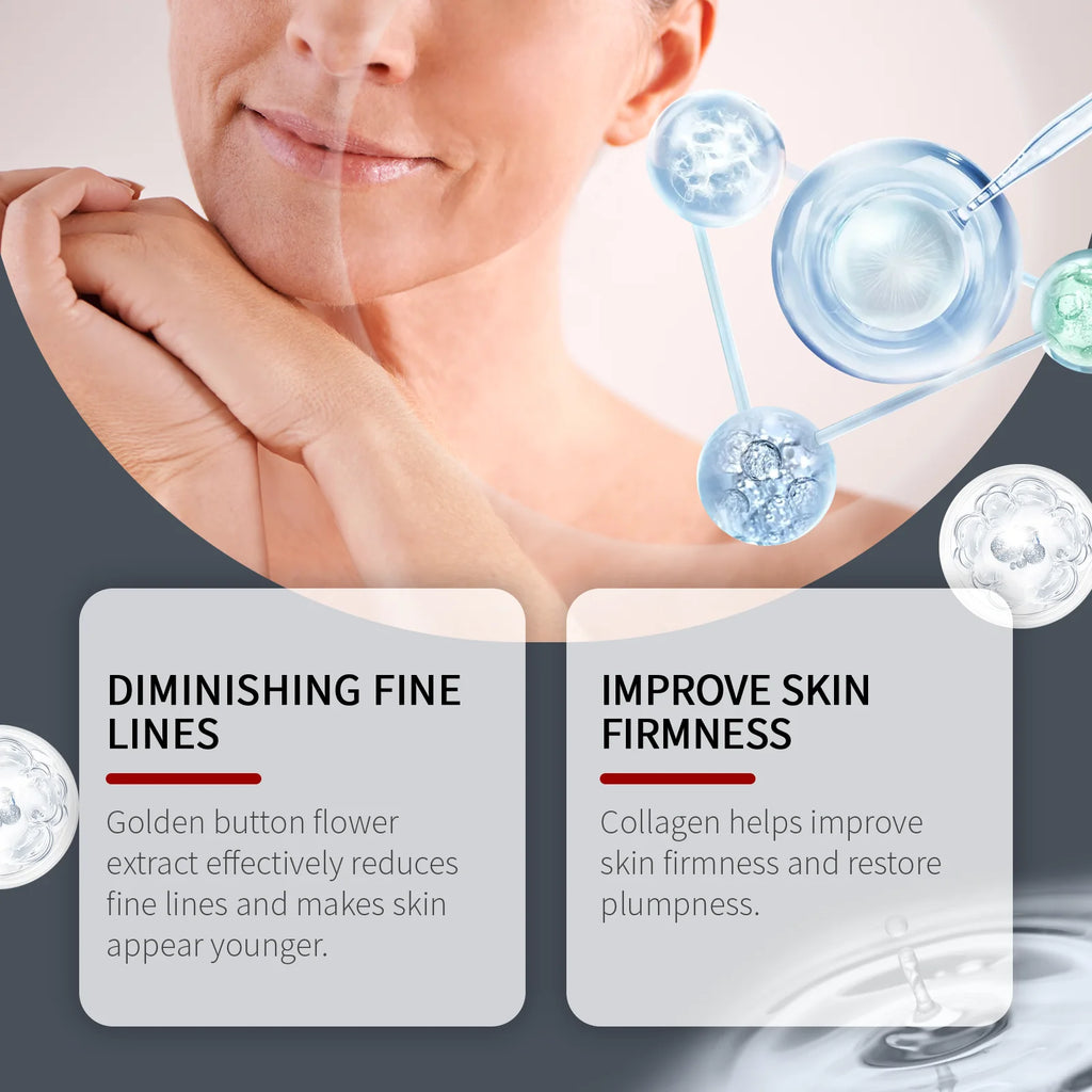 Hoygi Collagen Face Serum 30ml Firming Line Smoothing Essence Golden Button Flower Extract for Youthful Glow Sensitive Skin Zpaxo