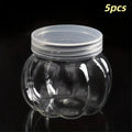 5 Clear Pumpkin Candy Jars Food Grade Plastic Storage Lids Kids