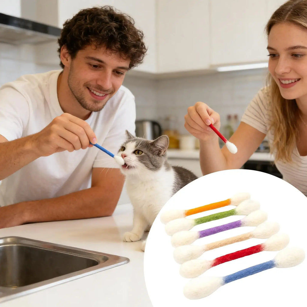 Catnip Kittens Chew Toys 6-Piece Felt Cotton Swabs For Kitten Cat Chew Toy For Indoor Outdoor Training Entertainment Park Home Zpaxo