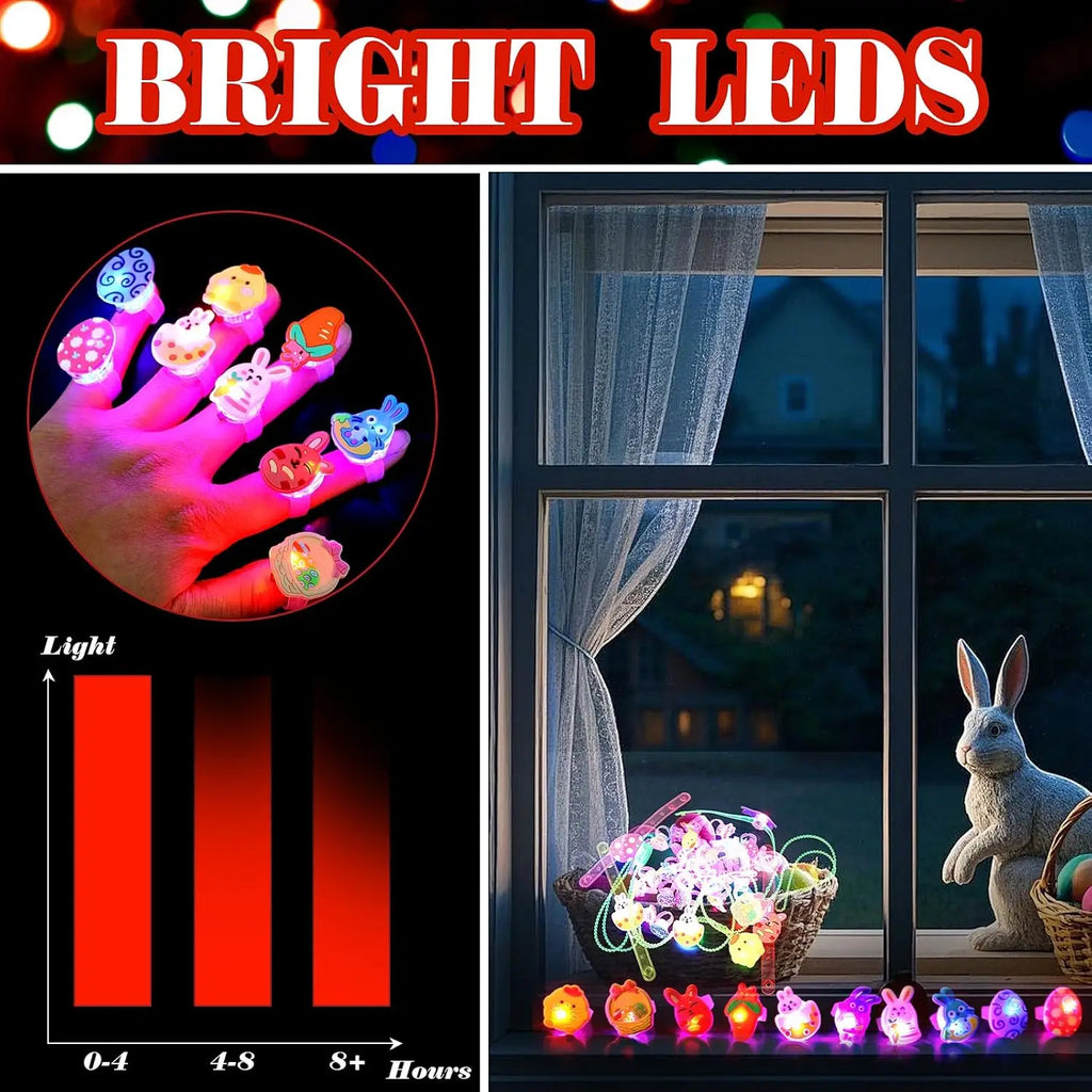 Easter LED Light Up Ring Necklaces Bracelets Party Favors Basket