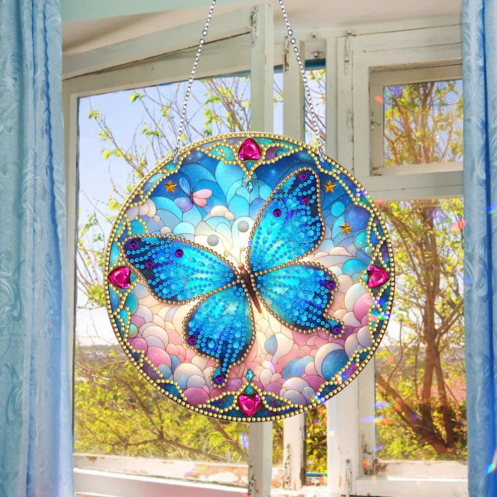 Sun Catcher Diamond Painting Hanging Pendant Butterfly Rhinestone Art Window Pendants Dragonfly Moose for Garden Window Decor Zpaxo