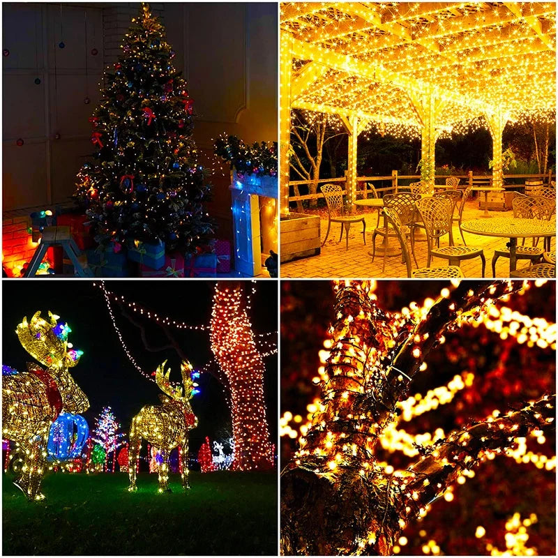 Solar Fairy Lights String Outdoor Waterproof RGB Upgraded Panel Lamp Zpaxo