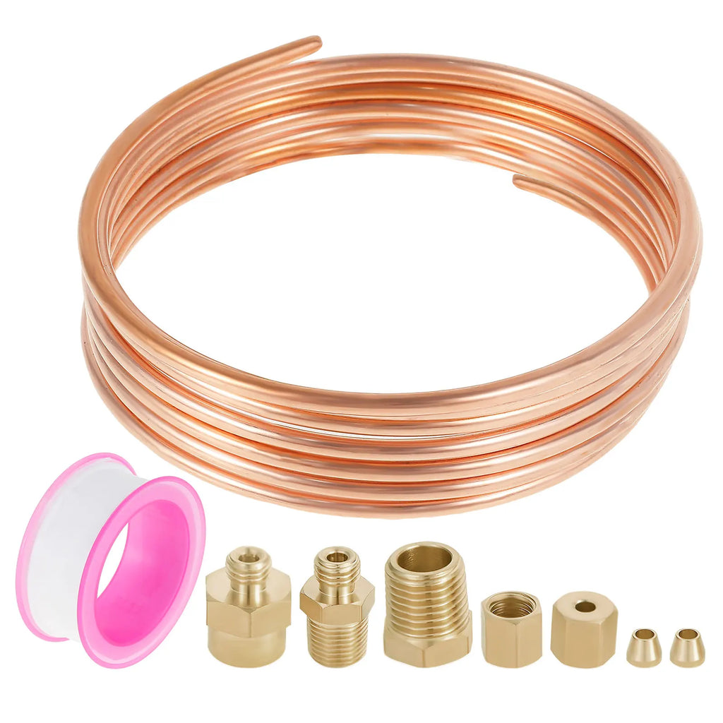 Oil Pressure Gauge Tubing Kit 72 in Practical Oil Gauge Line Kit Set Copper Tube Threaded Parts for Tractor/ Mechanical Pressure Zpaxo