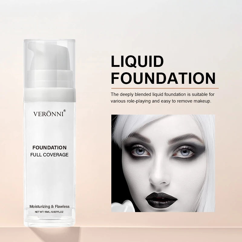 White Liquid Foundation Blending Pure-15ml Silky Creamy Matte Long-Wearing Transfer-Resistant for Stage Cosplay Halloween Makeup Zpaxo