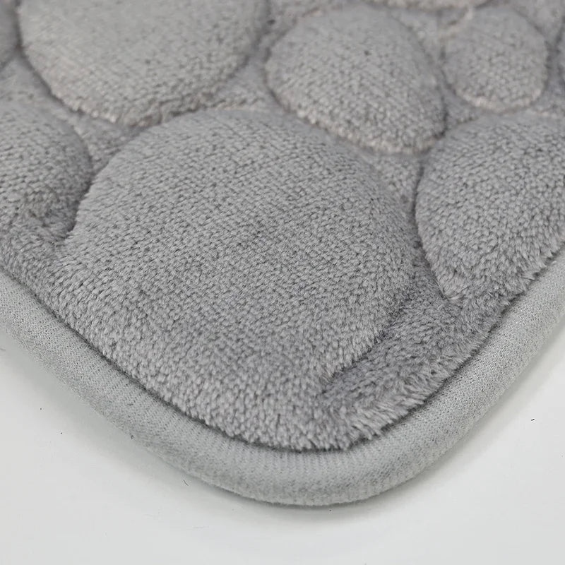 3PCS Solid Color Simple Bathroom Water-absorbing and Non-slip Floor Mat Stone Pattern, Comfortable and Soft, Three-piece Set Zpaxo