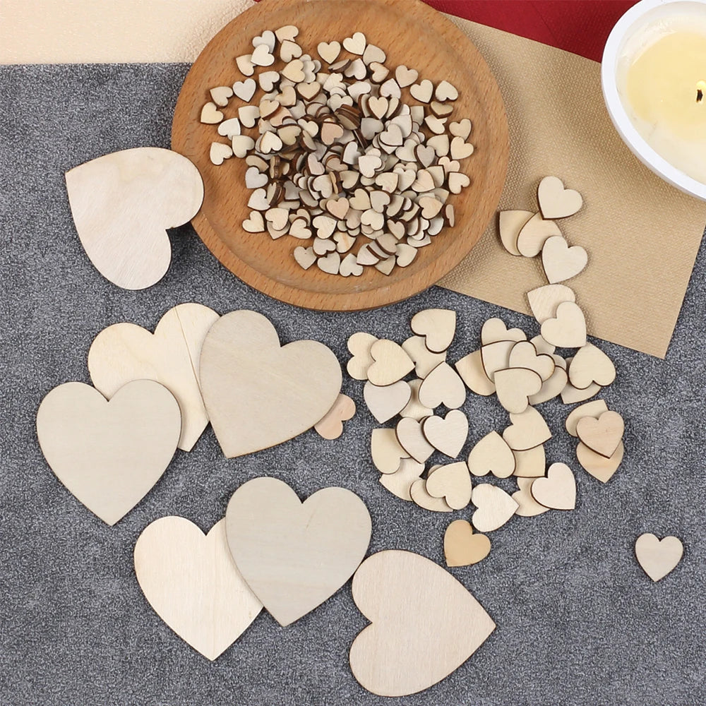 50/100/200Pcs Unfinished Wooden Hearts for Crafts 1-6cm Heart Blank Wood Ornaments Birthday Wedding Party Christmas Decor Zpaxo