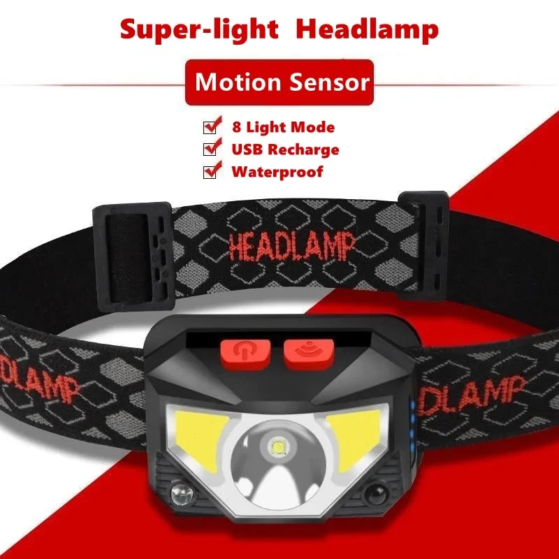 KDULIT Motion Sensor COB LED Headlamp – 6 Modes, 500LM