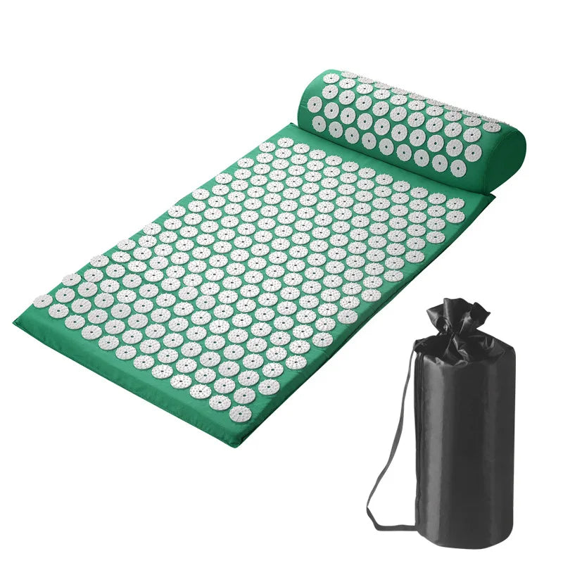 Massager Mat Shakti Mat Massage Yoga Mat Acupressure Relieve Stress Back Body Pain Spike Mat Acupuncture Massage Cushion Zpaxo bag different green