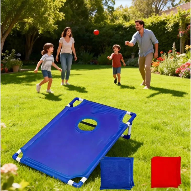 1 Juego De Port Til Con Agujero Ma Z Rojo Y Azul Bolsa Playa Plegable