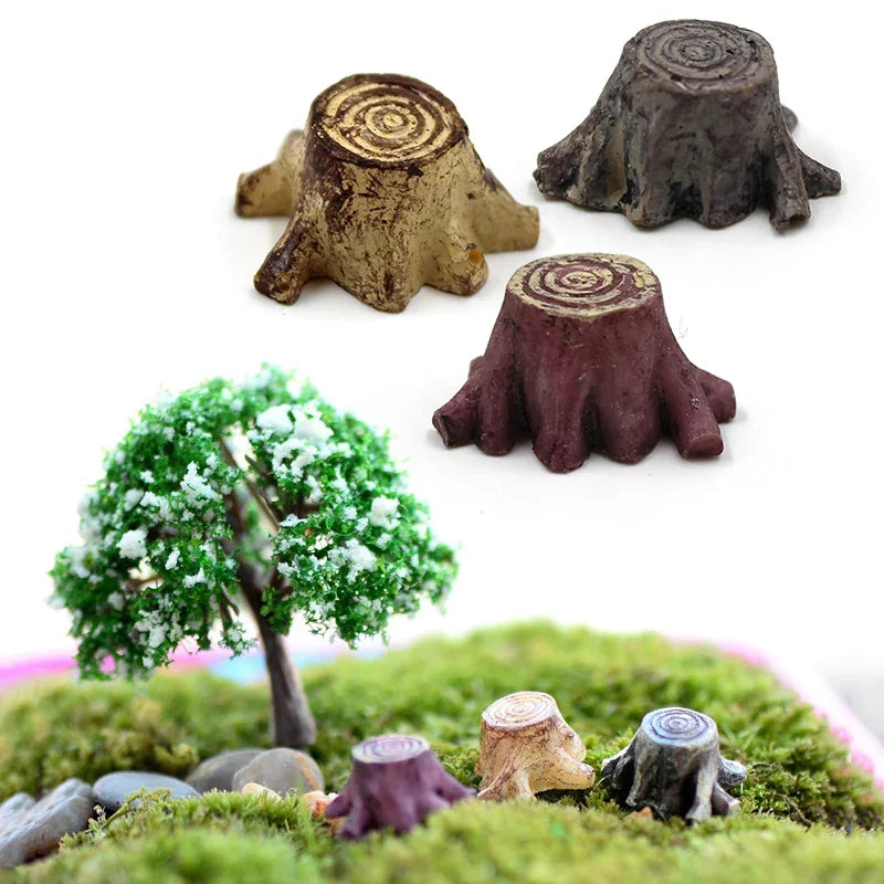 Mini Tree Stump Resin Figurine – Fairy Garden DIY Ornament