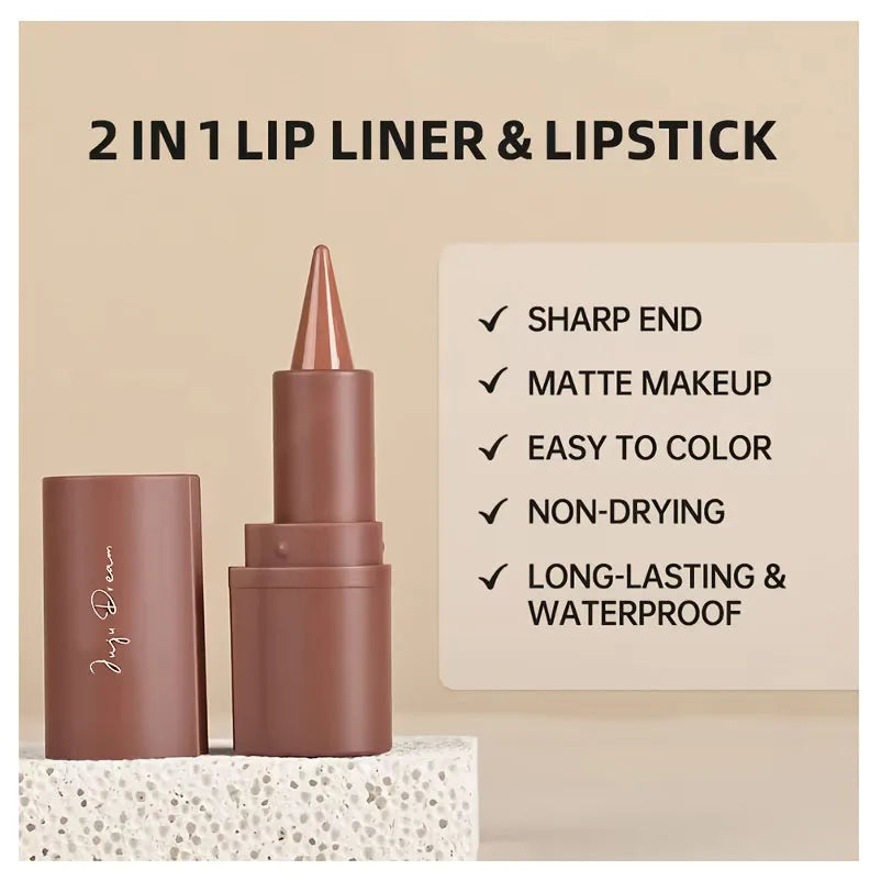 Tapered Gradient Lip Liner Matte Black Brown Velvet Lipstick Zpaxo