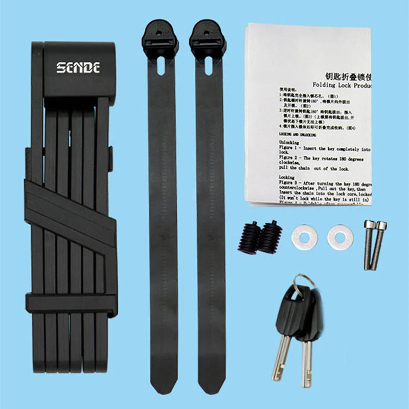 Bicycle Folding Chain Lock Bike Foldable Lock Anti-theft E-Bike Chain Cable Padlock Safety Portable Locks Bicycle Accessories Zpaxo