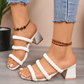 Summer Women Sandals Comfortable Chunky Heel Fashionable Slip-on Zpaxo WHITE 36
