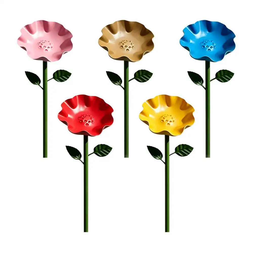 Bee Watering Station For Garden 5 Pieces Decorative Flower Shaped Metal Spike Bee Watering Stations Butterfly Cups For Outdoor Zpaxo 5pcs China Mainland