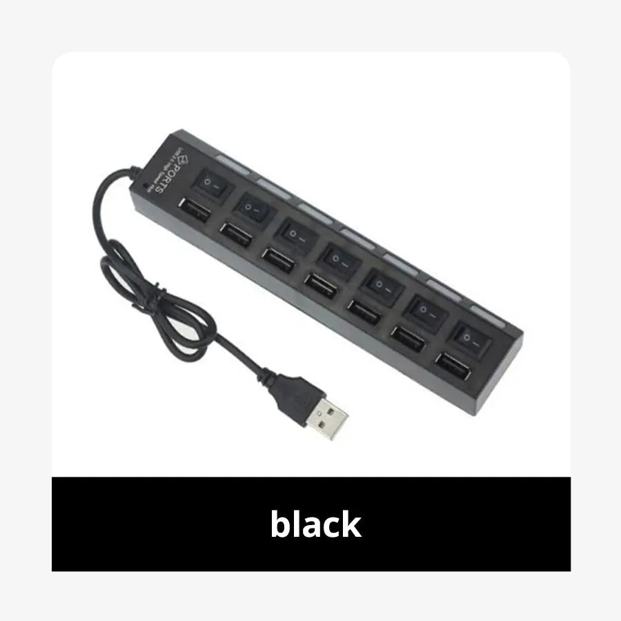 Switch Extension Hub 7-port USB2 0 Computer USB One Drag Seven Zpaxo 1 drag 7 black