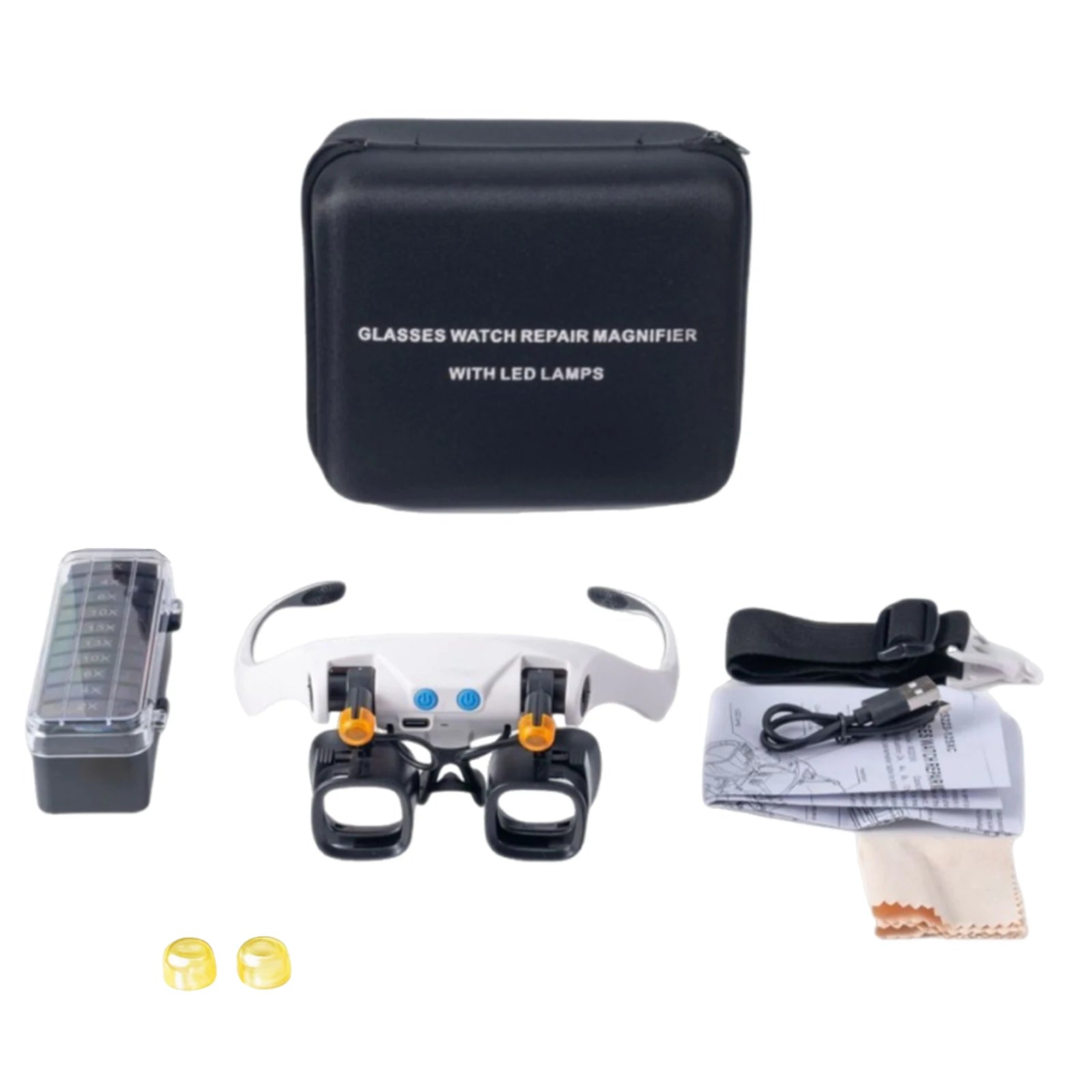 Jeweler Magnifying Glass LED Interchangeable Lens HD 2X 4X 6X 10X 13X
