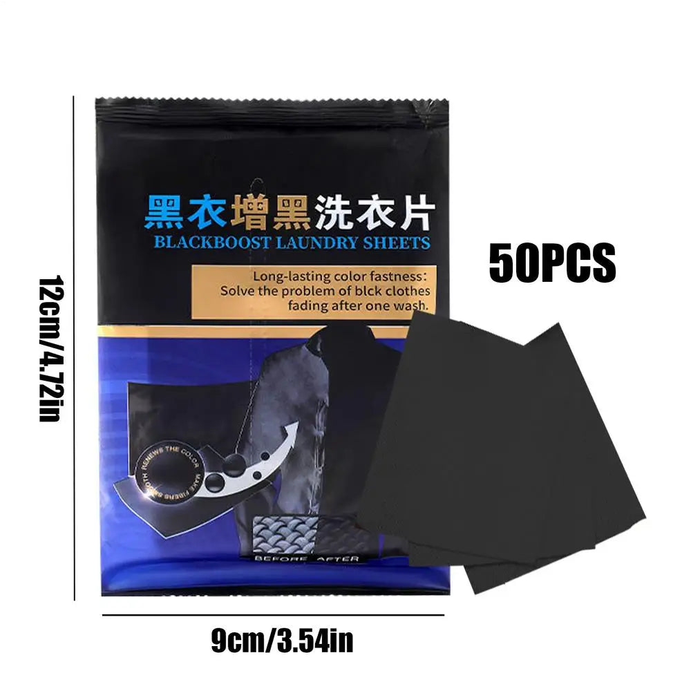 50 Black Clothes Dye Catcher Sheets Long Lasting Portable Laundry