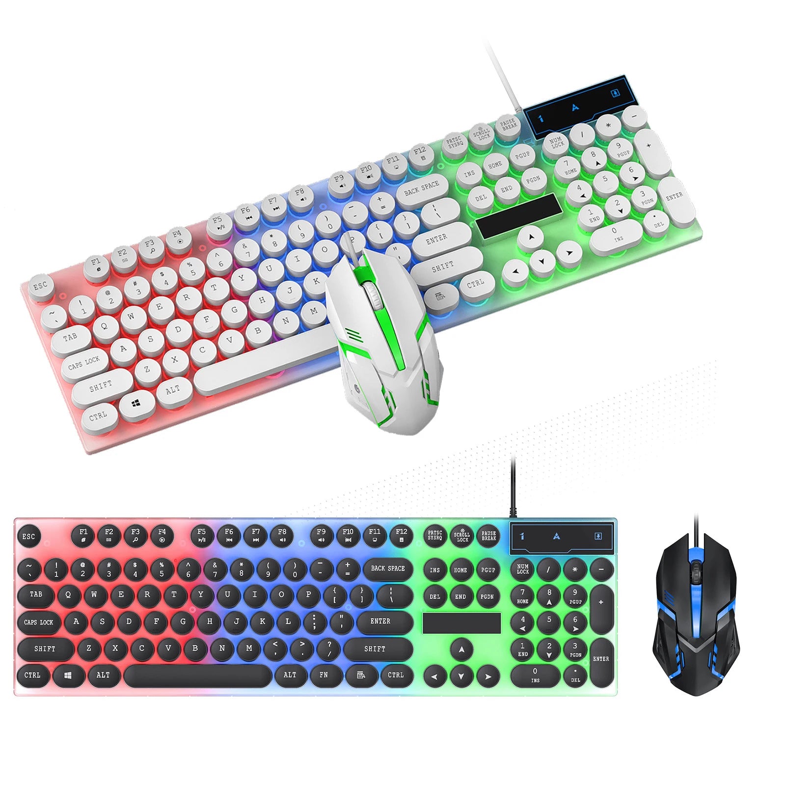 104 Keys Wired Keyboard Wired Keyboard and Mouse Combo Colorful LED Backlit Gaming USB Keyboards with Gaming Mouse Zpaxo