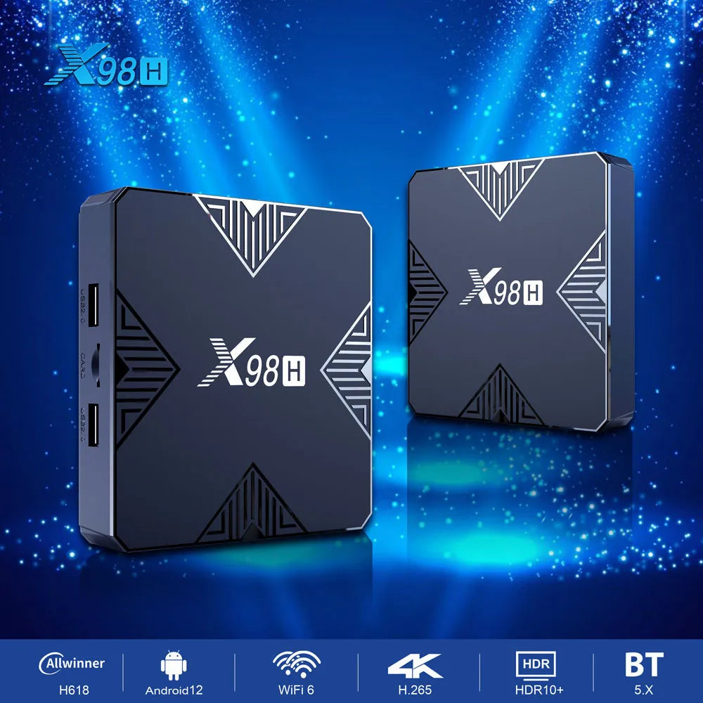 X98H TV Box Android12 Allwinner H618 2GB 16GB 4GB 32GB Storage 3D BT5 Zpaxo