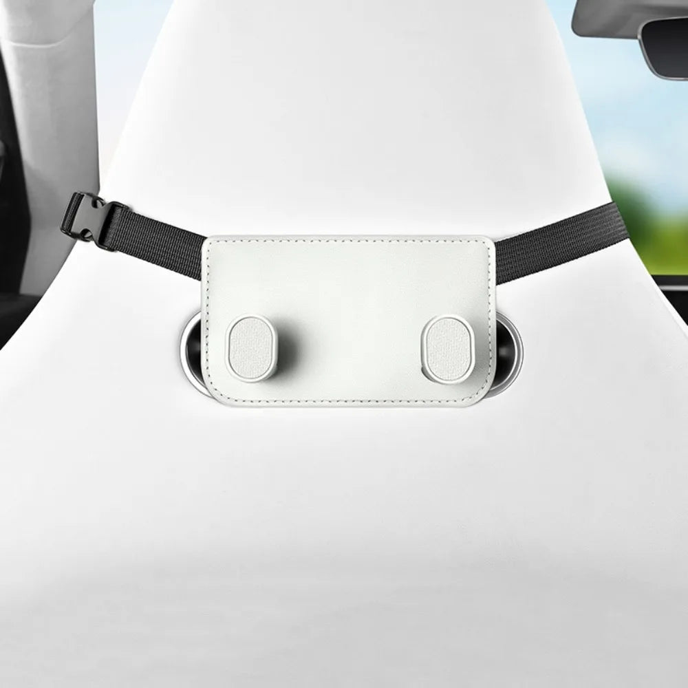 High Load-Bearing Car Headrest Hook Double Hook Soft Leather Auto Back Seat Storage Hook Wear-Resistant Multifunction Zpaxo Gtey