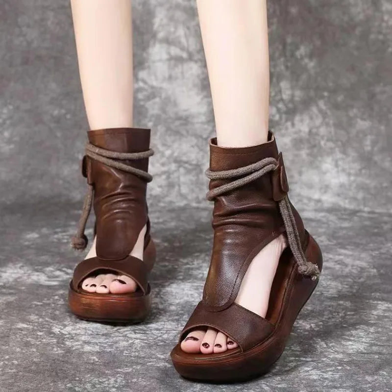 Women's Summer Fashion Fish Mouth Peep-toe Roman Sandals Boots Women Zpaxo