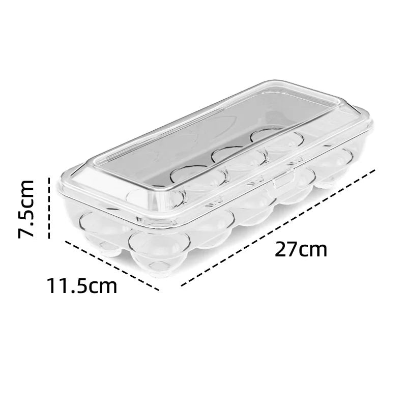 Egg Storage Box with Lid – 10 or 15 Grid Fridge Organiser
