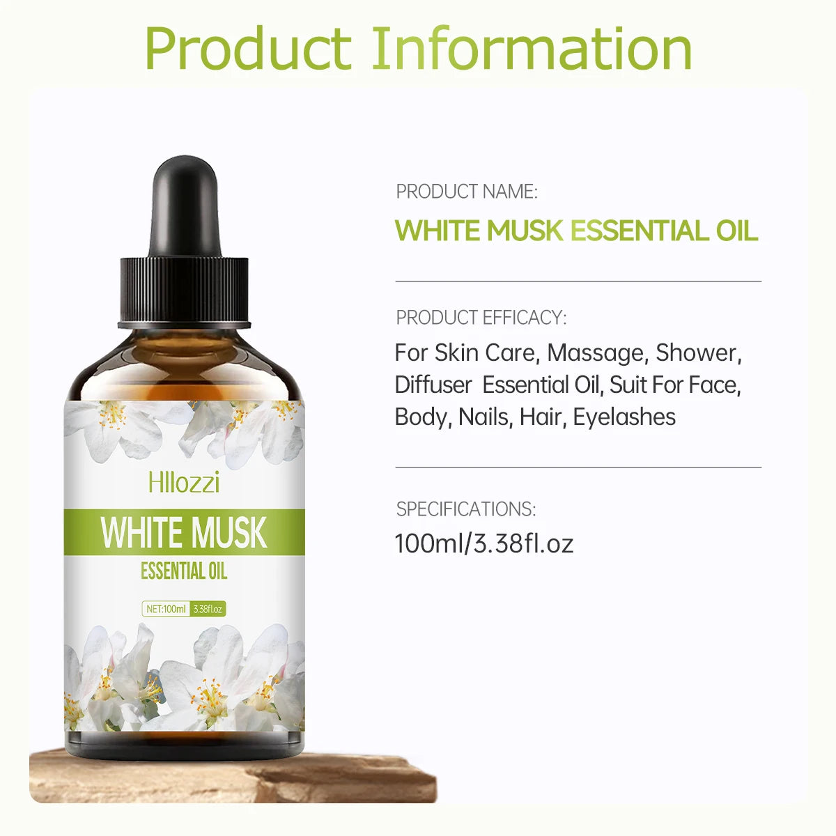 WHITE MUSK ESSENTIAL OIL a high-quality moisturizing nourishing massage oil with a refreshing scent, suitable for all skin types Zpaxo