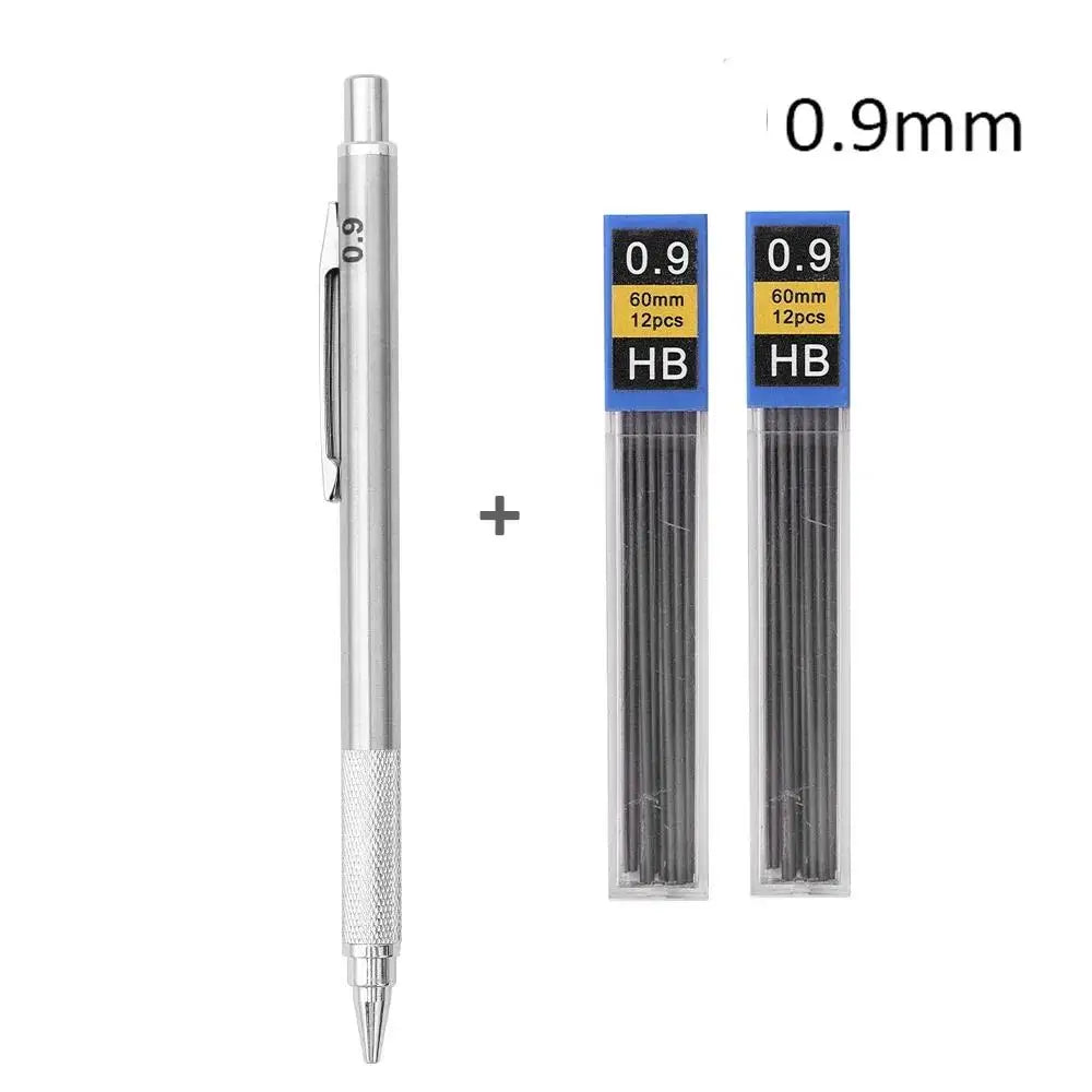 0 3 5 7 9 1 Metal Mechanical Pencil 2B HB Lead Art Sketch Drawing Zpaxo 2Pc 0.9mm Pencil