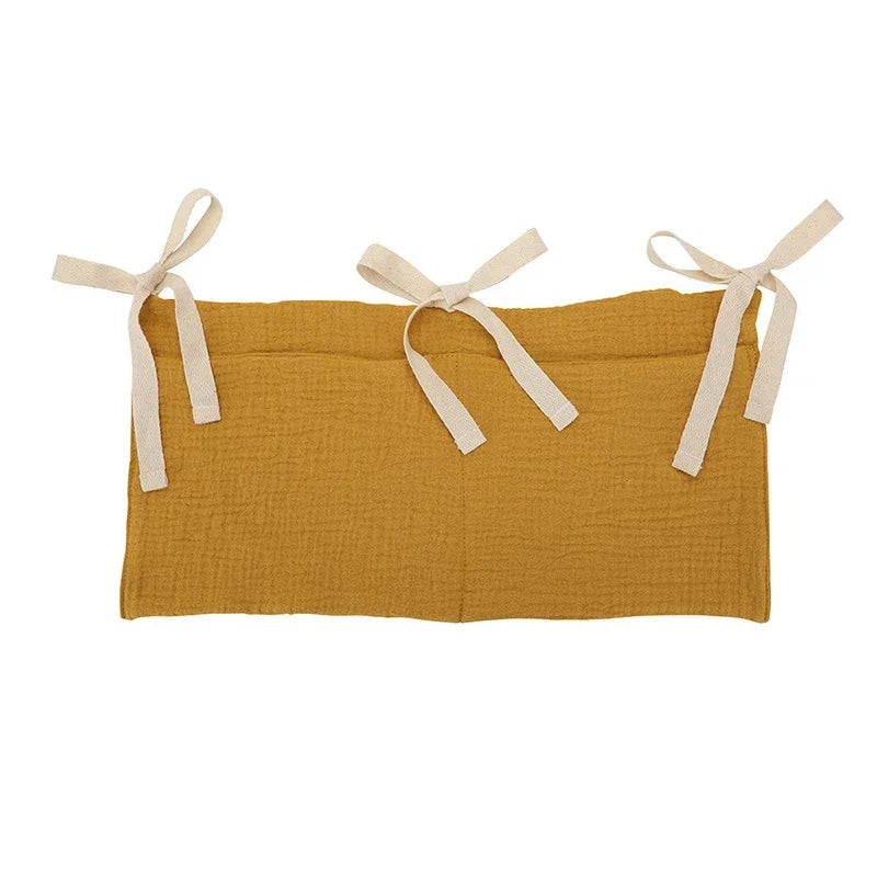 Baby Crib Storage Bag Cotton Double Pouch Newborn Bed Headboard Zpaxo Yellow