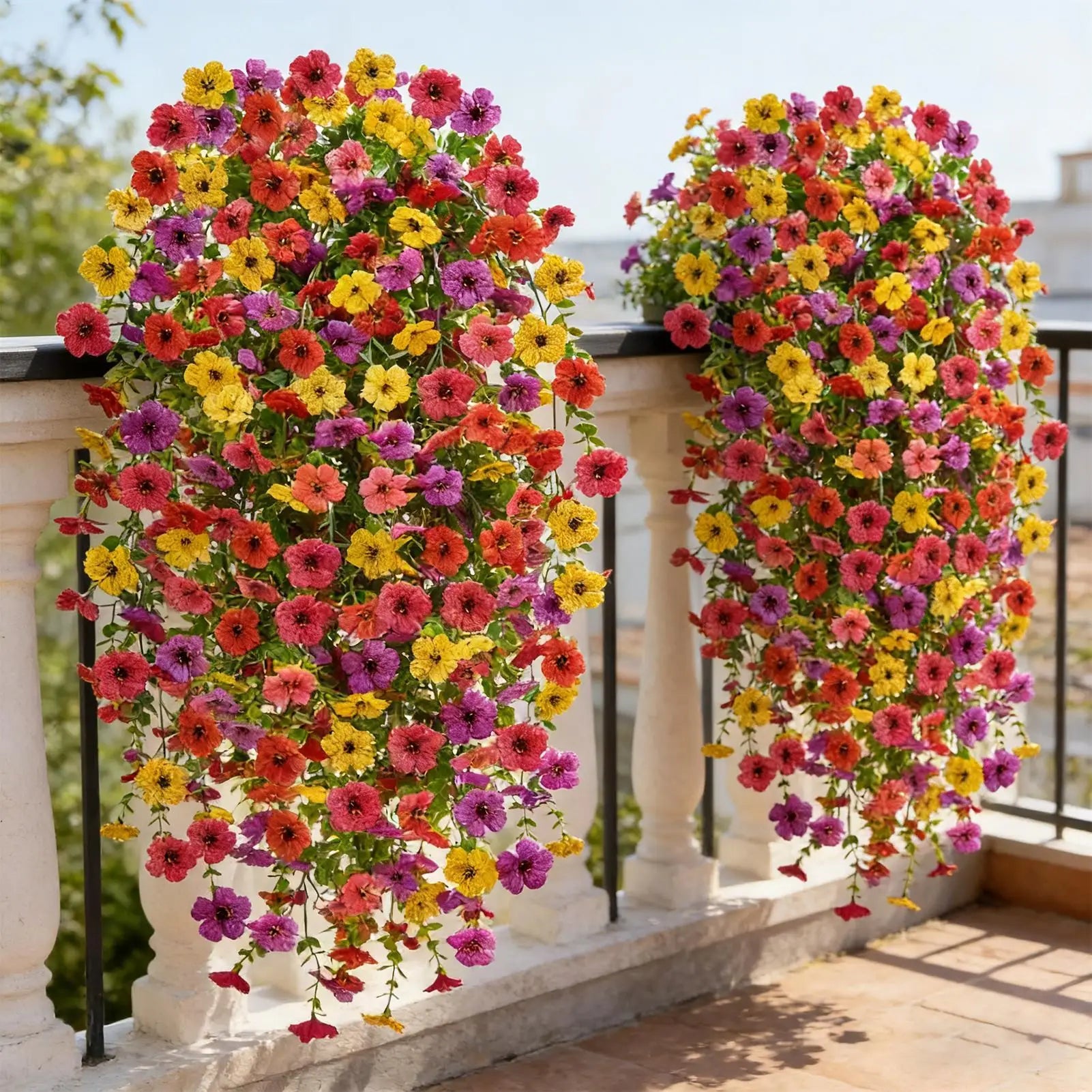 Artificial Hanger Flowers 2 UV Resistant Silk Plants Outdoor Spring