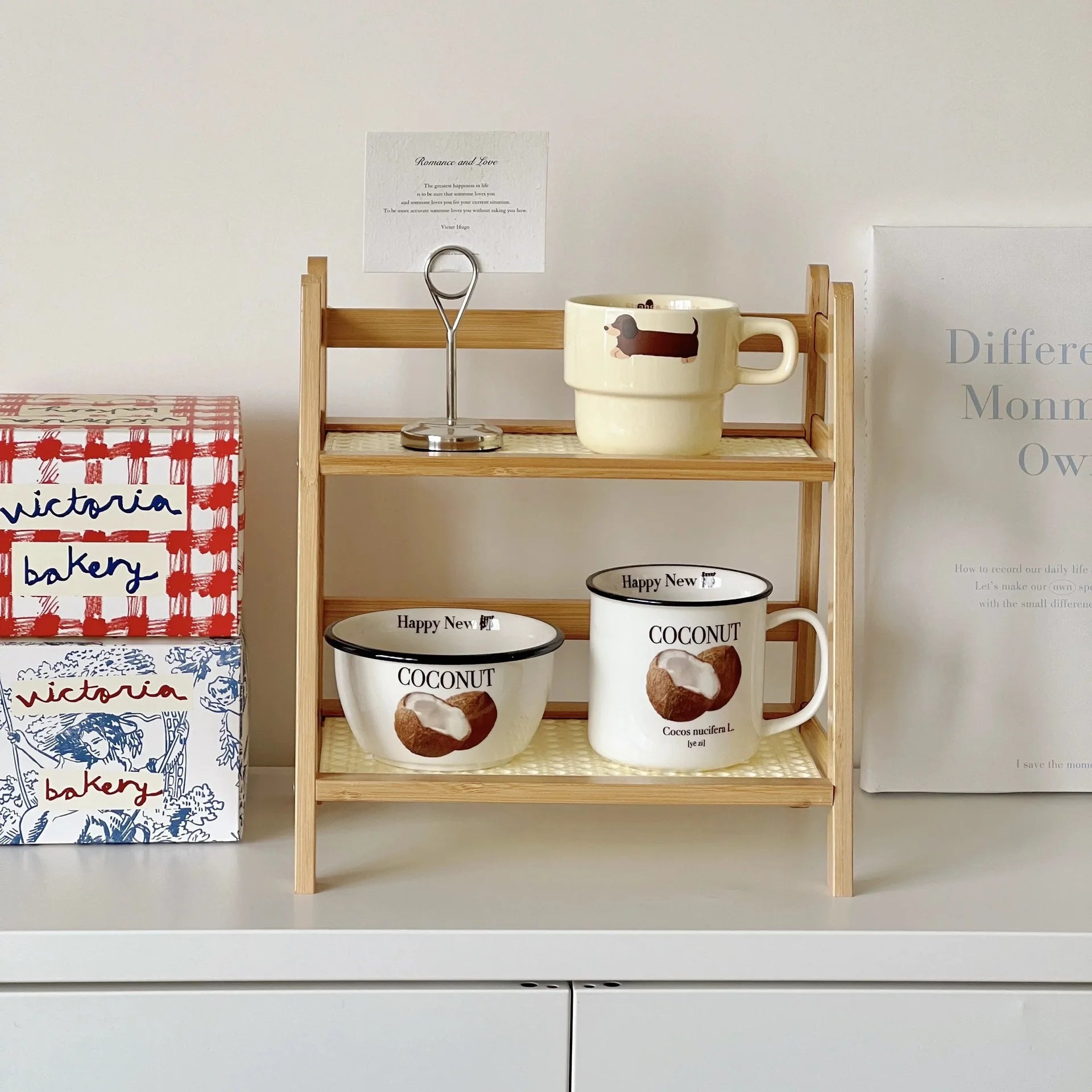 Bamboo Rattan Desktop Shelf Organizer – Cup & Sundry Holder Desktop Shelf Organizer Zpaxo