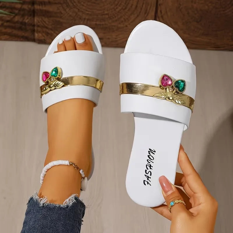 Women's Shoes Fashion Slippers Cherry Buckle Versatile Solid Metal Zpaxo 36 image color 2