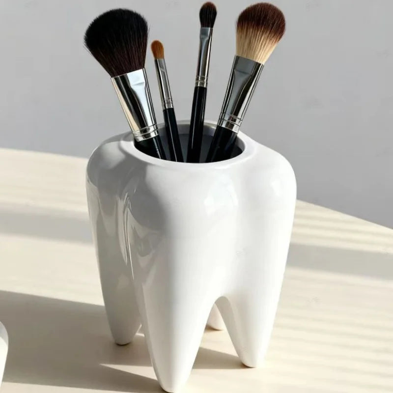 Funny Tooth-shaped Pencil Holder Desktop Pen Cup Succulent Plant Pot