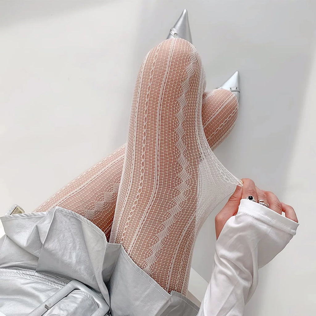 Lolita Stockings Womens Fishnet Tights Sexy Geometric Striped