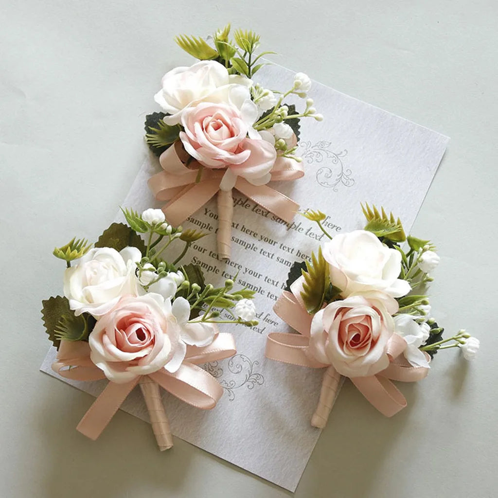 Artificial Fabric Corsage & Wrist Flower | Satin Ribbon Wedding