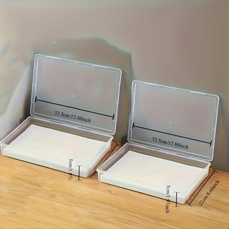 A4 Clear Plastic Storage Box Hinged Lid Desktop Organizer Office