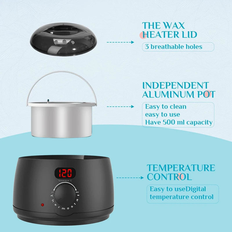 500ml Wax Heater Warmer Pot with LCD Display | Salon Use Wax Warmer Heater Zpaxo