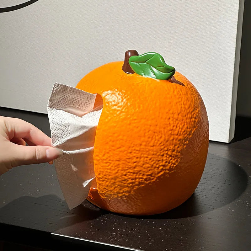 New Orange Tissue Box, Household Living Room Tissue Dispenser, Tabletop Decorative Ornament, Cartoon Napkin Tissue Storage Box Zpaxo