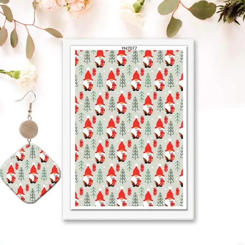 Christmas Clay Transfer Paper 95x138mm Water Soluble Earring