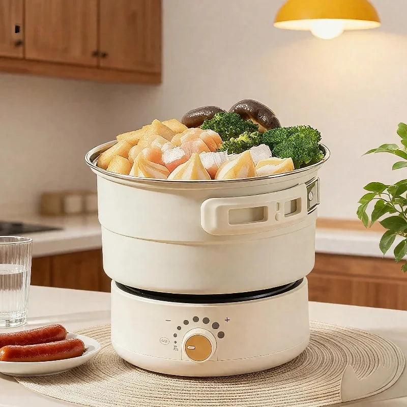 110V/220V Electric Cooker Portable Cooking Pot Foldable Hotpot 1.6L Multi cookers Split Type Rice Cooker Frying Pan Home Travel Zpaxo