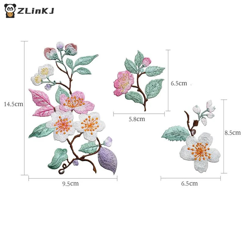 ▶1Pcs Jacket Jeans Craft Accessories Flower Embroidery Patch Iron On Elegant Patches For Clothes Bags DIY Embroidered Stickers Zpaxo
