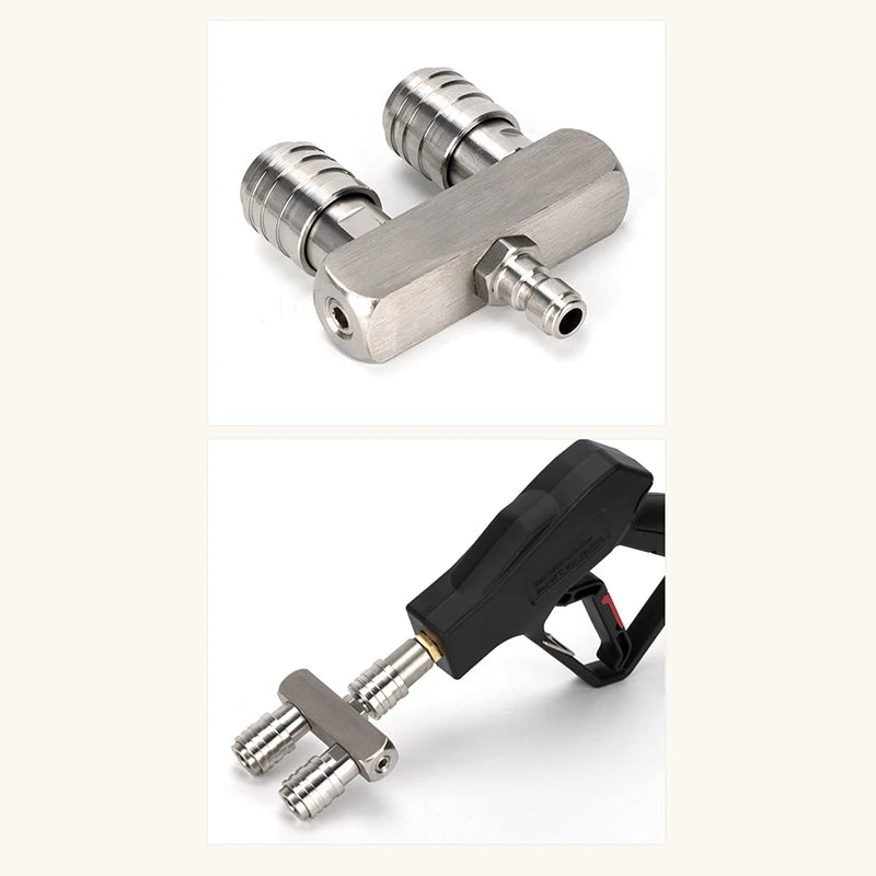 Dual-Head Rotating Nozzle Quick Connect High-Pressure Washer Adapter
